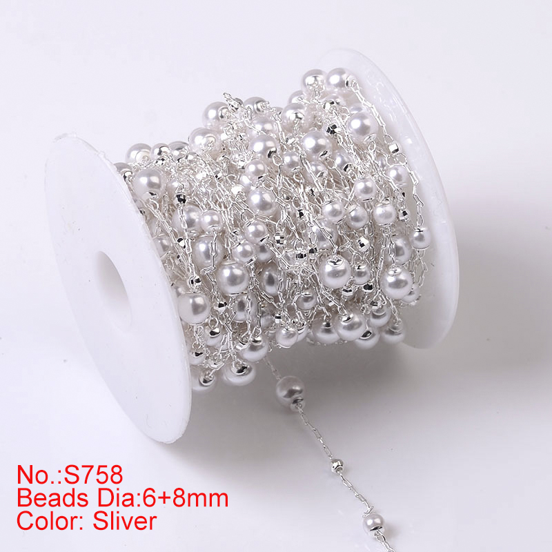 1Meter Beaded Chain Imitation Pearl Chain Copper Necklace Chain Handmade Accessories for Jewelry Making Components Crafts DIY: MULTI
