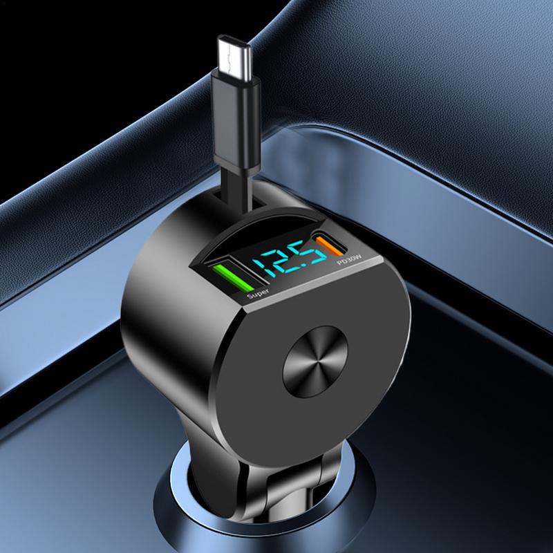 Car Charger Adapter USB Fast Charging Mobile Phone Charger For Auto LED Intelligent Digital Display Small Car Adapter For SUVs