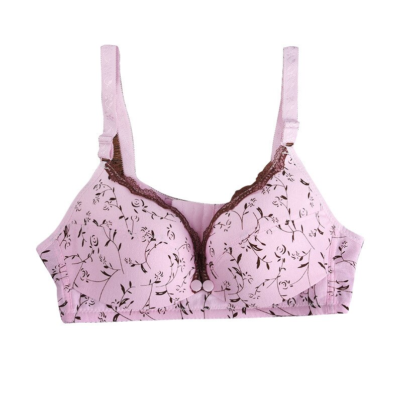 Gravide kvinder undertøj amning ammende bh blomst amning barsel bh front poppers amme bh'er til mødre: Lyserød / 40