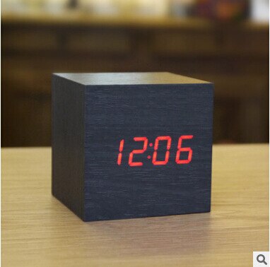 Antique Style Wooden Clock Iuminous Black White Night About Art + Date + Time Clock Temporary Home Office: 008 black red light