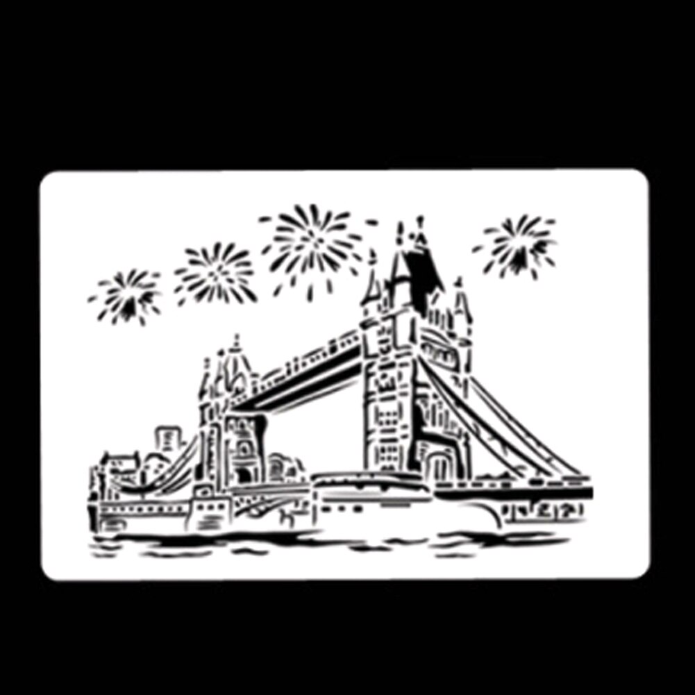 Hollow Flower Template DIY Architecture Series Painting Template Openwork City A4 Lace Ruler Template Student Supplies: London bridge