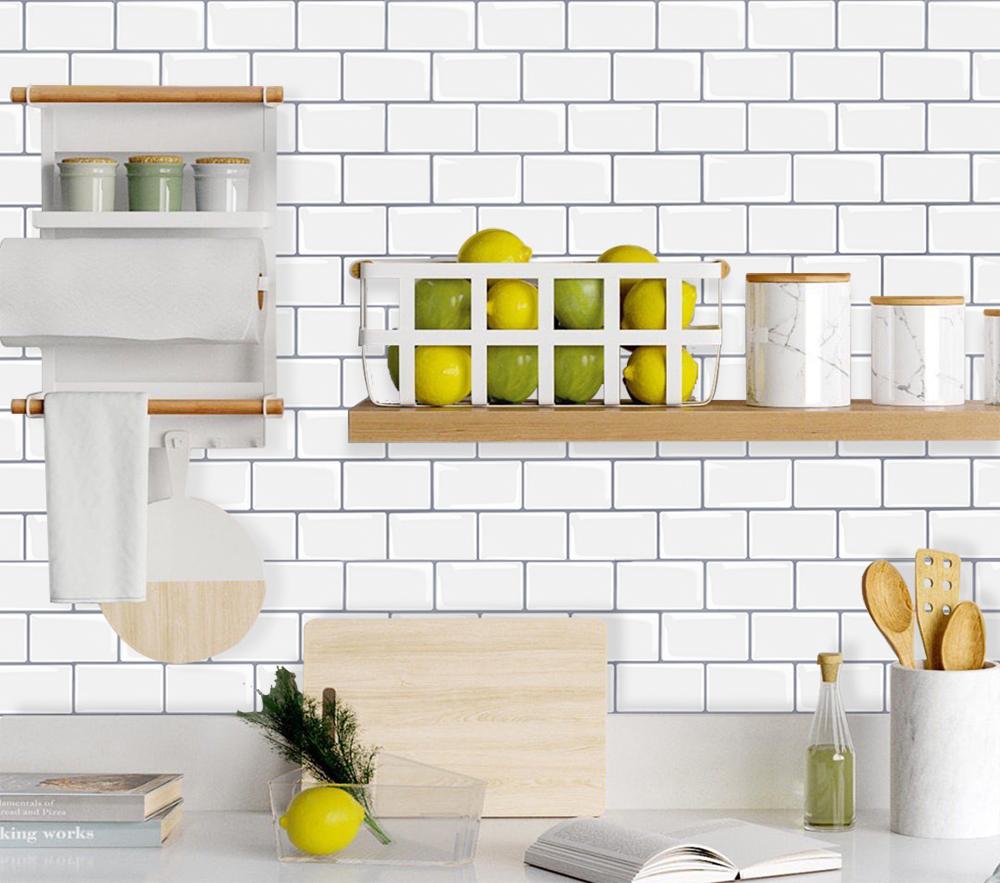 Vividtiles 12*12 Inch Self Adhesive 3D Peel and Stick Subway Wall Tiles for Kitchen &amp; Bathroom Backsplash - 10 Sheet