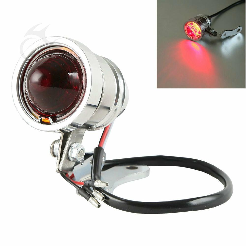 Motorcycle Bullet LED Tail Light For Harley Bobber Chopper Café Racer: Chrome