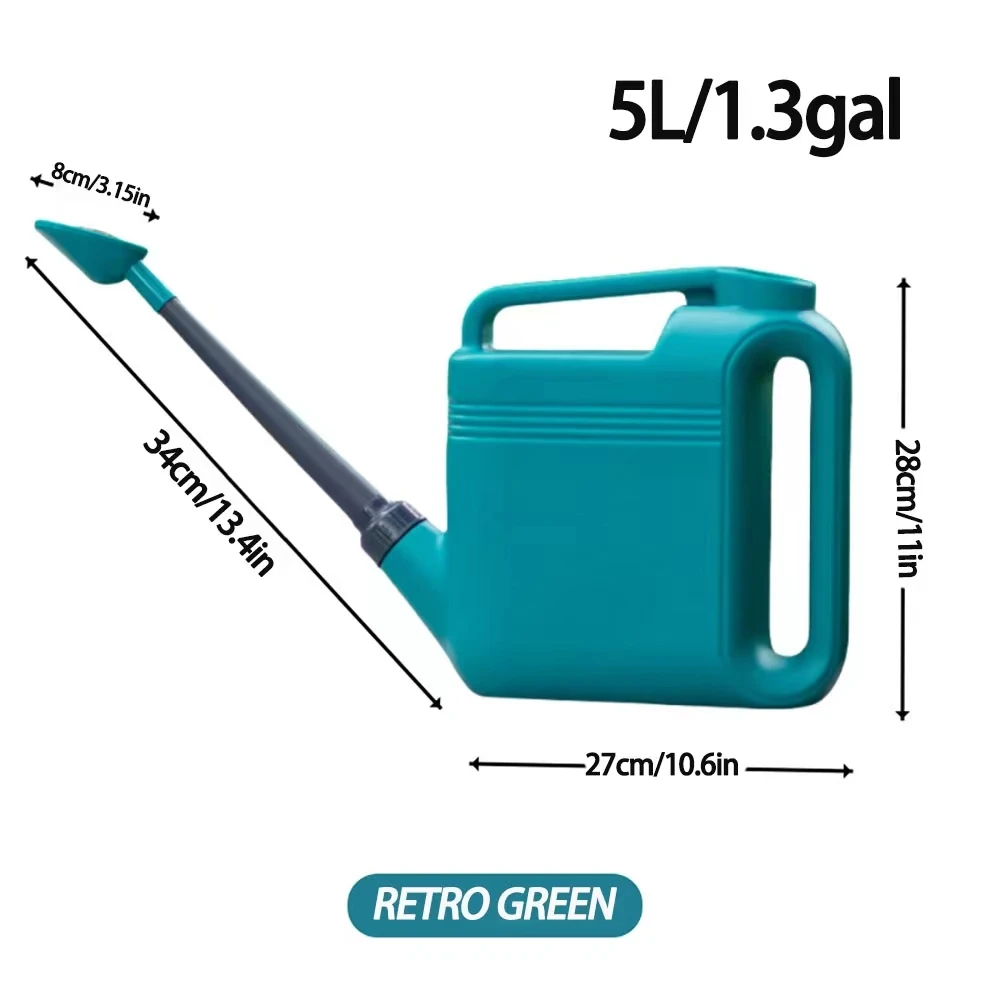 Regadera para plantas de 5-8L, solución de riego para exteriores sin goteo, regadera grande para flores de jardín con dos asas y cabezal de ducha para: Azul