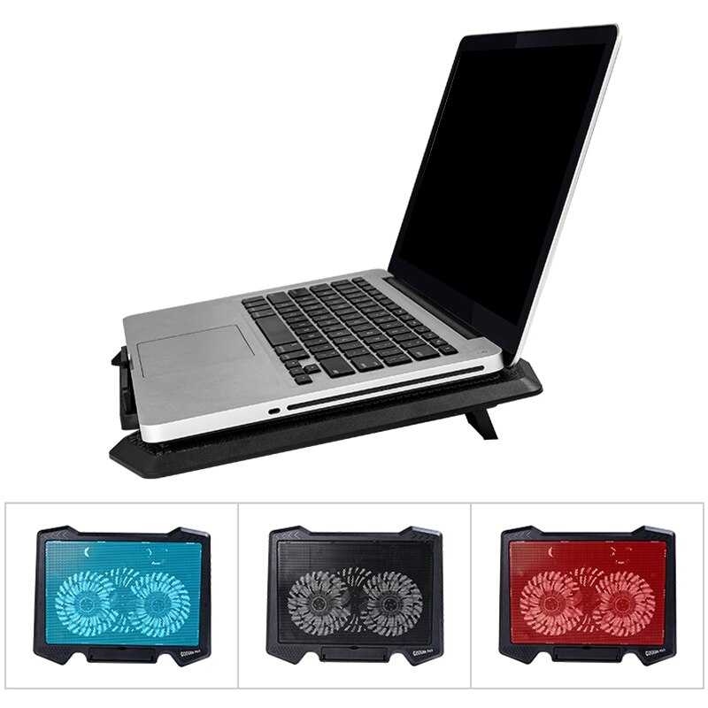 Laptop Cooler 2 USB Ports and Two Cooling Fan LED Laptop Cooling Pad Notebook Stand for 12-17 Inch for Laptop Black