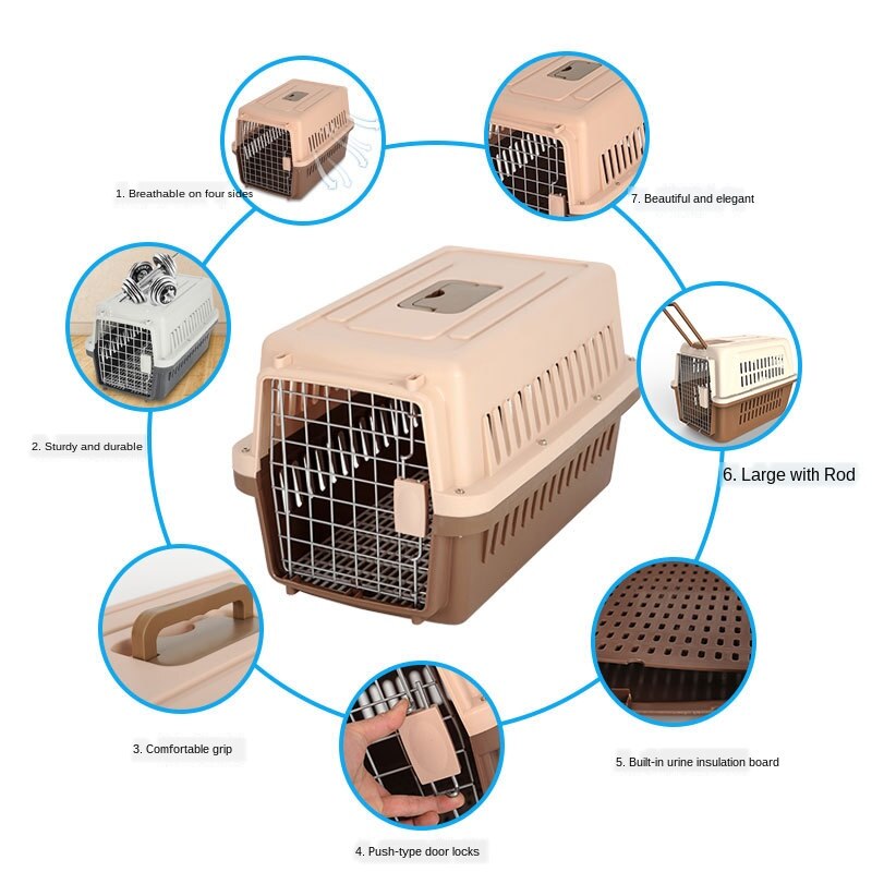Portable And Durable Pet Air Box Trolley Wheeled Dog Large Dog Corgi Dog Cage Box Out Portable Cat Cage