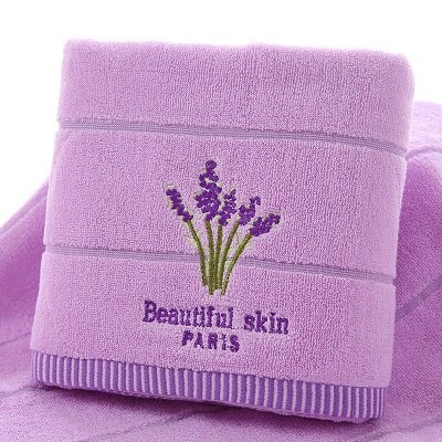 Lavendel Paars Witte Katoenen handdoek set serviette de bain 1 pc badhanddoek 1 pc gezicht handdoek Voor volwassenen/Kind 2 stks/set: B