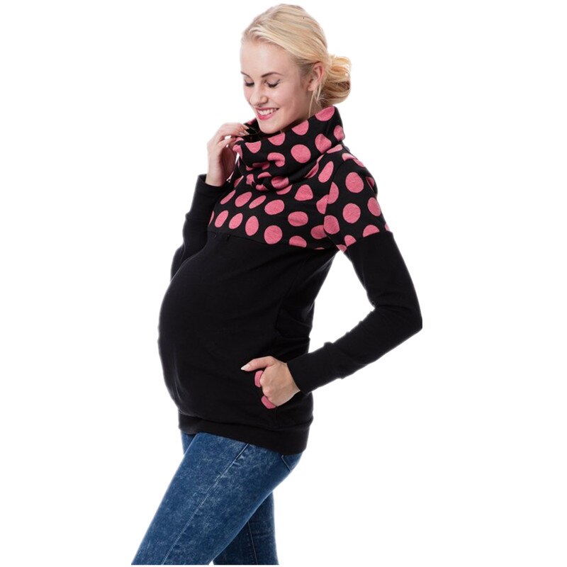 Winter Maternity Nursing Top Pregnant Hoodie T-shirt Maternity Tops Pregnant Women Long-sleeved Sweater Breastfeeding Clothes XL