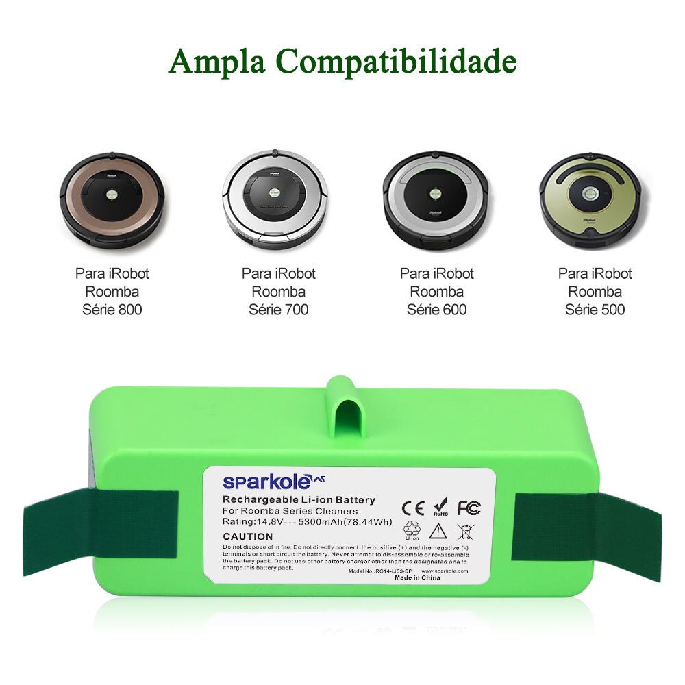 Sparkole 14.8V 5.3Ah Li-Ion Batterij Voor Irobot Roomba 500 600 700 800 Serie 555 560 595 620 630 650 760 770 780 880 890 895