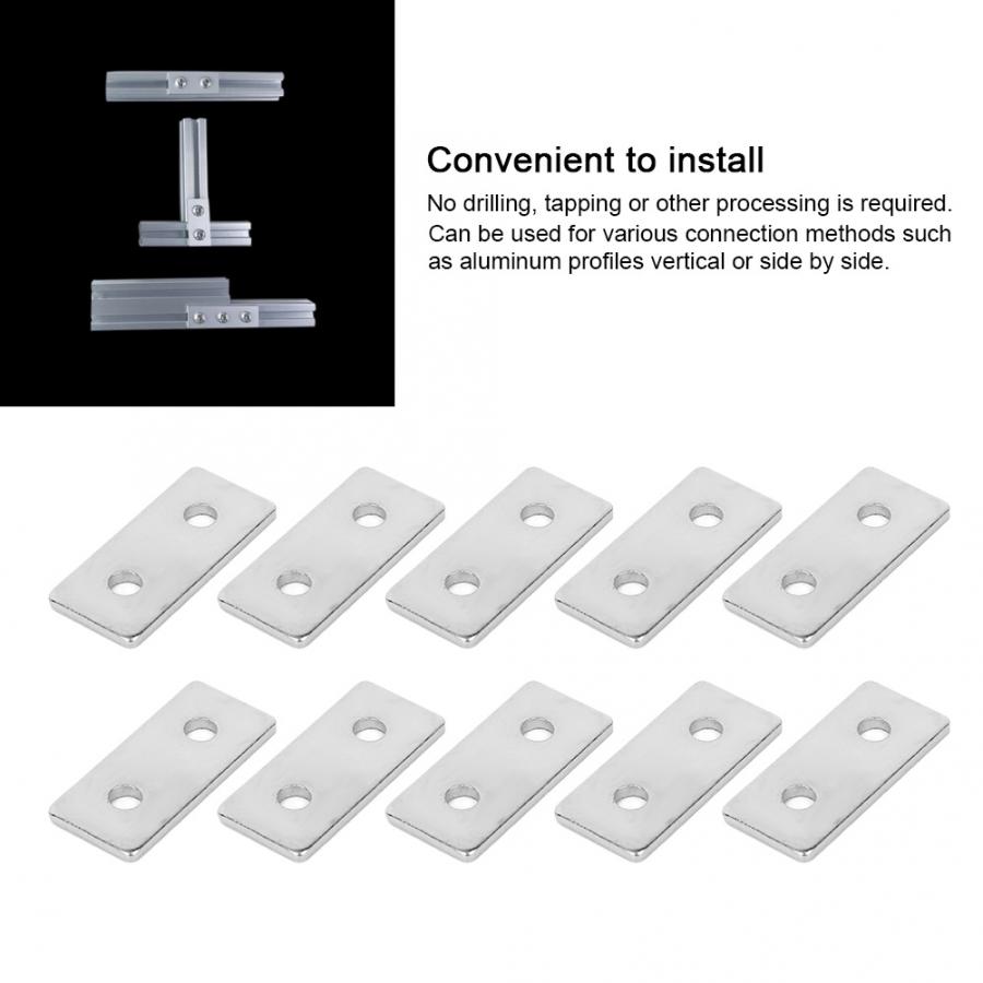 Repair Plates for Aluminum Profiles 20pcs Flat Mending Repair Plates Carbon Steel Fixing Connector for Aluminum Profiles