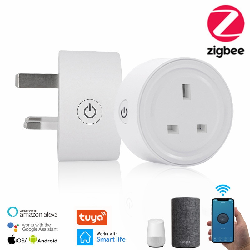 EWelink-enchufe inteligente ZigBee, enchufe de Reino Unido/EE. UU., Mini interruptor para Alexa y Samsung, compatible con dispositivos Echo, enchufe de Control de voz