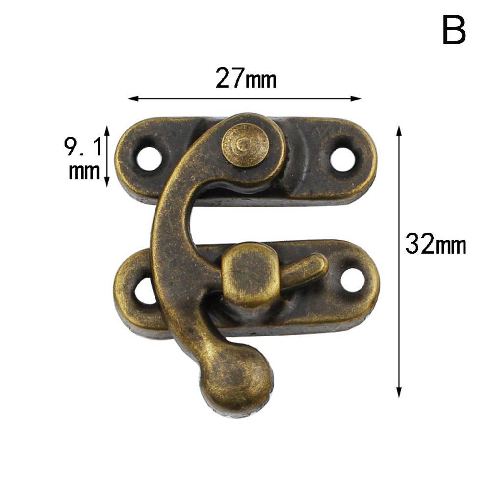 Antique Brass Metal Bronze Hook Purse Hasp Lock Vintage Wooden Jewelry Box Latches Clasp Hasps Buckle: B