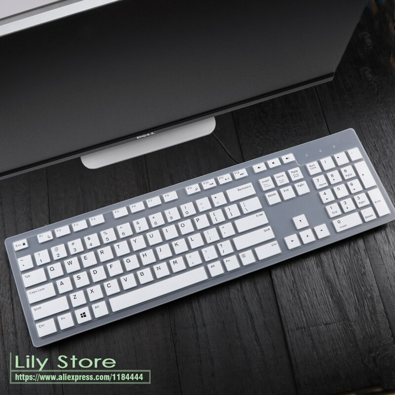 Pour Dell Inspiron Aio Kb216 Kb216P Kb216T KM636 tout-en-un Pc de bureau étanche à la poussière protecteur peau clavier couverture: white