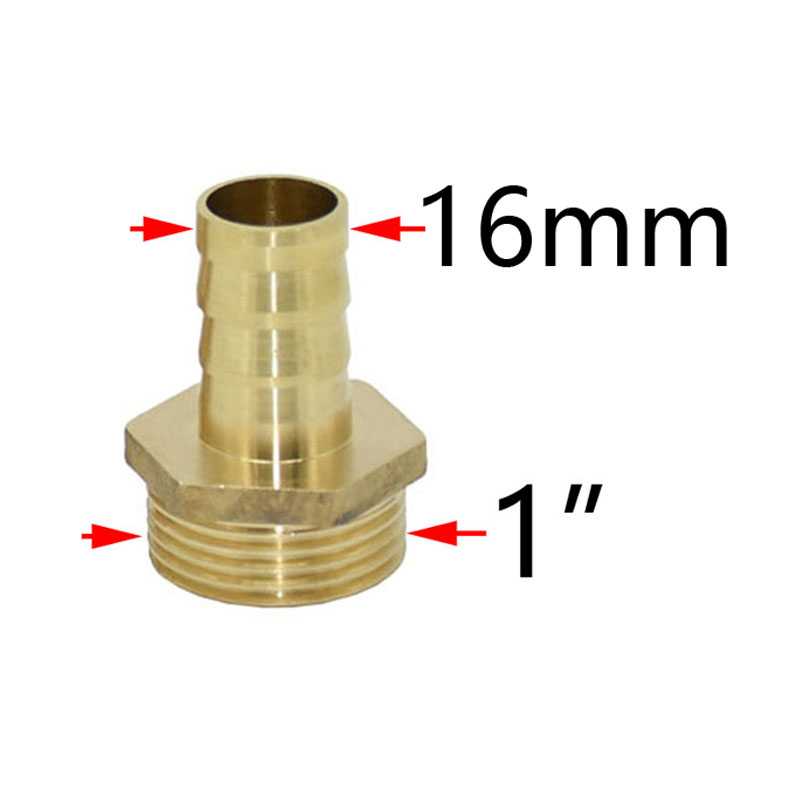 Conector de latón de 1 "macho a 16mm, 19mm, 25mm y 32mm, Conector de cobre para manguera de jardín DN15 DN20 DN25, 1 unidad
