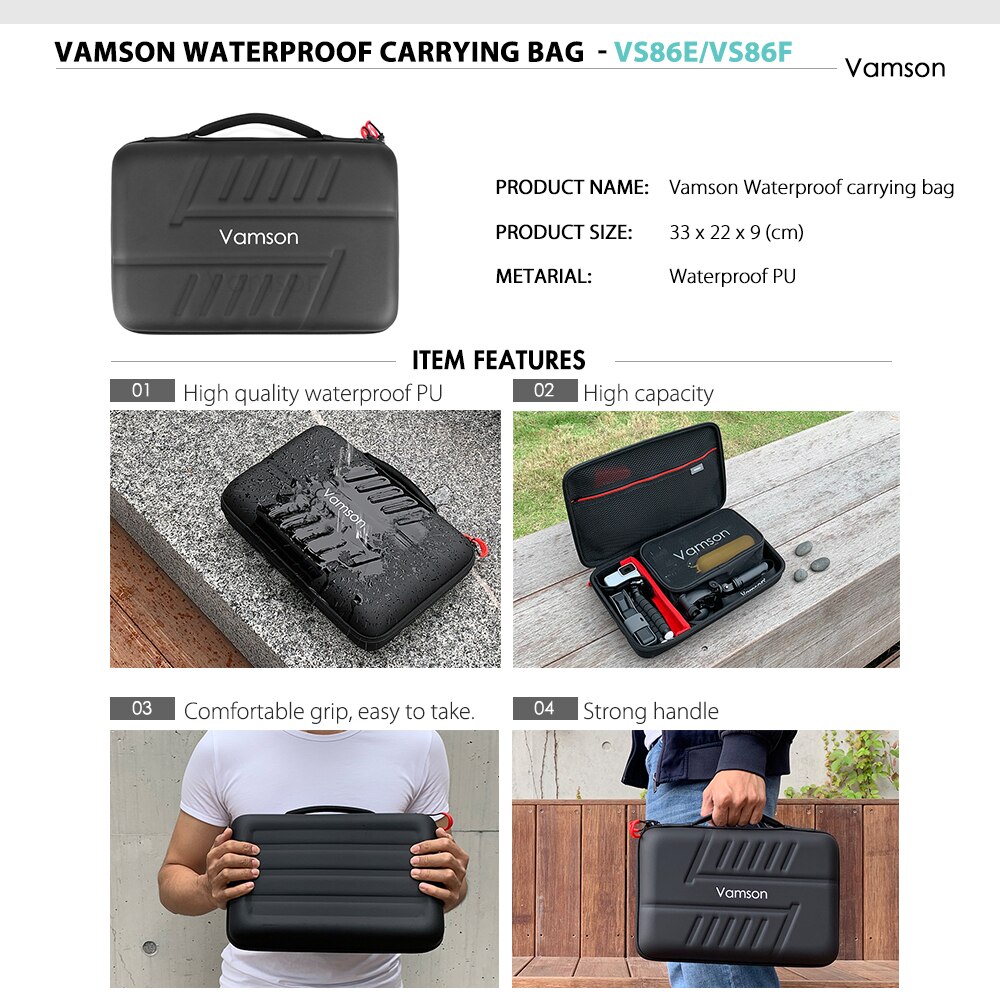 Vamson for Gopro Hero 8 7 6 5 4 Black for Xiaomi Yi 4K Lite for DJI OSMO Action Camera Waterproof Case Bag for SJCAM Eken VS86