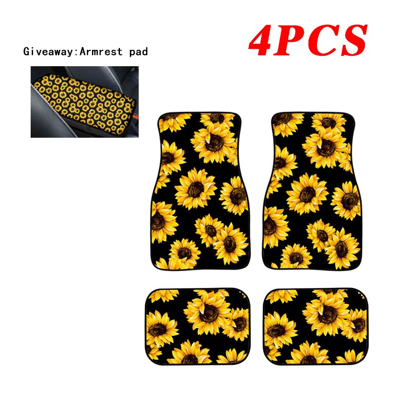 Juego de 4 Uds. De alfombrillas blandas para coche, alfombrillas para el suelo con estampado 3D en amarillo y negro, accesorios para el coche: 4Foot Mats Sets