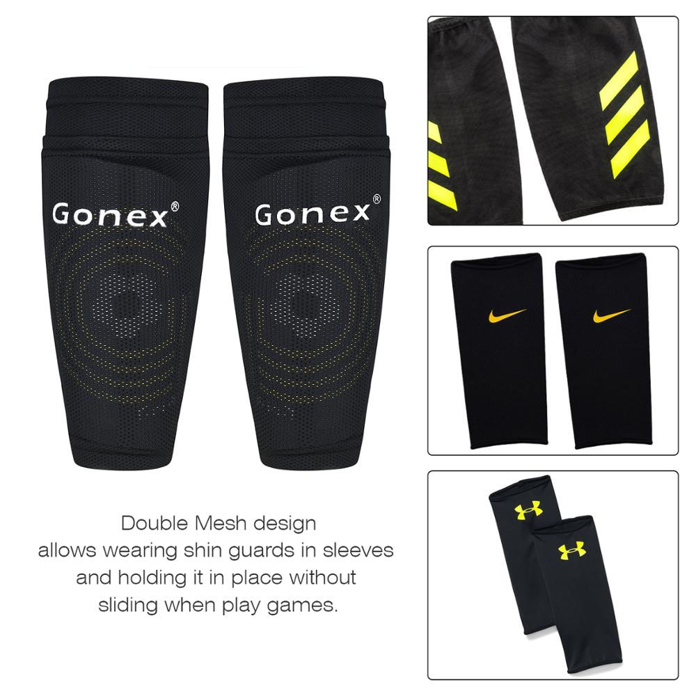 Gonex Soccer Shin Guards with Slip Pad Sleeves Canilleras for Football Games, EVA Cushion Protection Reduce Injuries 1 Pair
