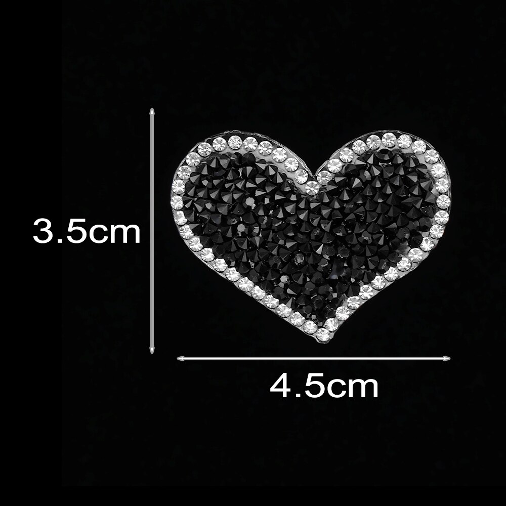 5 Stks/pak Zwart Liefde Hart Melt Boren Strass Parches Ropa Iron On Patches Transfert Thermocollants Diy Craft