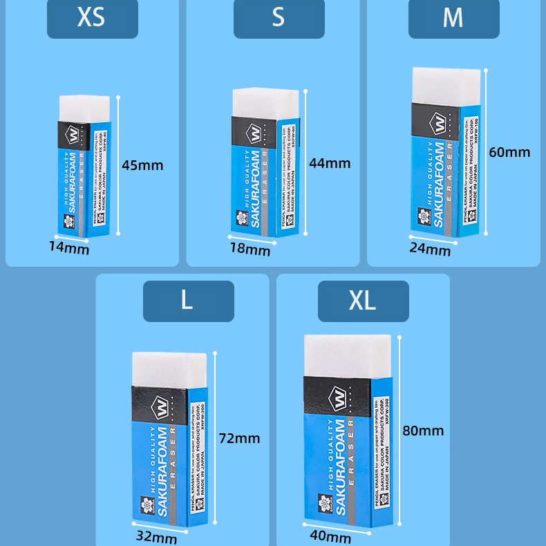5 stk. sakura skumviskelæder, skitsetegning, kunstviskelæder, ultrarent, elevviskelæder, skoleartikler, leverandør