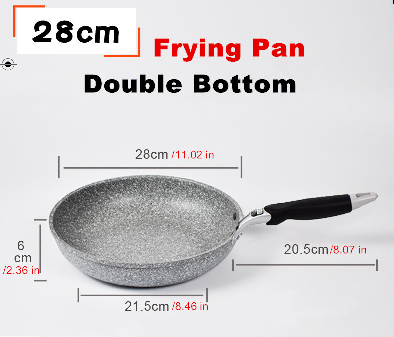 28cm Durable Non-Stick Wok Frying Pan Ceramic Pot Home Steak Skillet Pancake Fried Induction Cooker Gas Stove Special Saucepan: Red