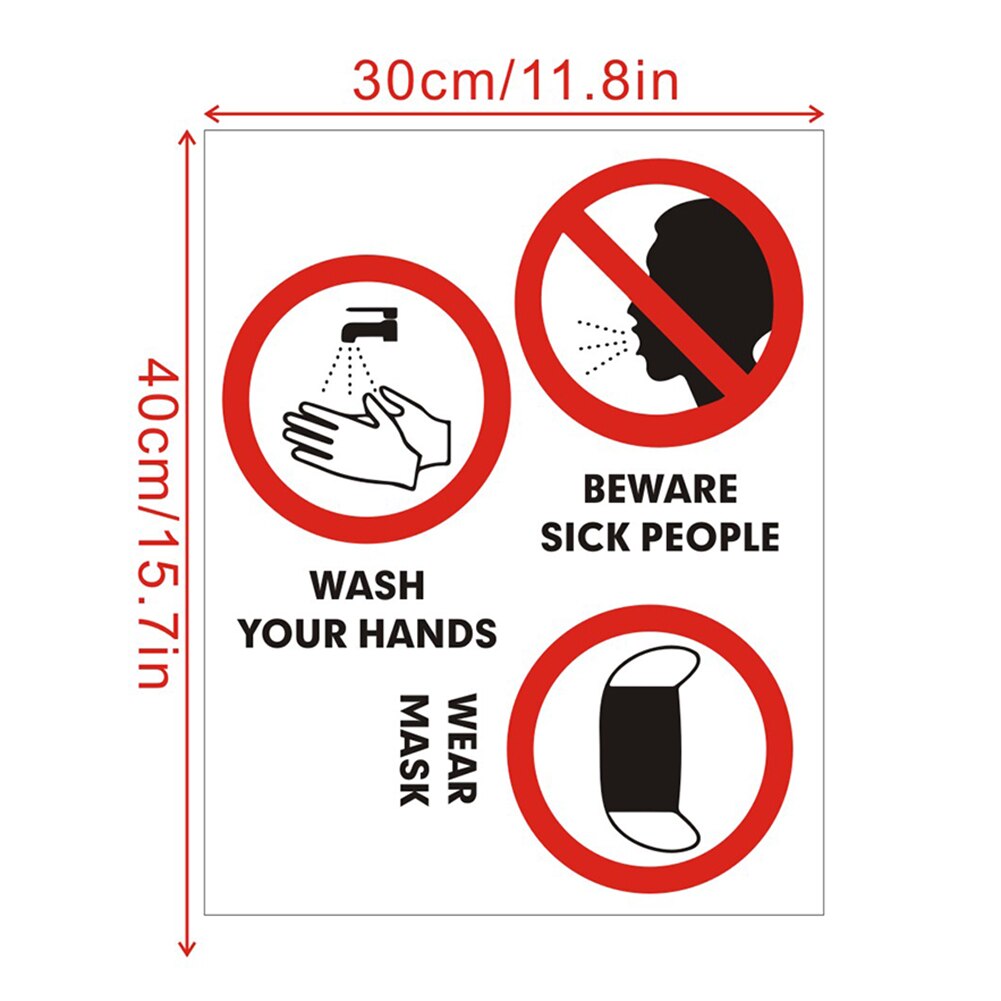 PVC Publicity Sticker Hand Wash Wear Mask Sign Windows Door Warning Decals For Body Door Window Wall Sticker