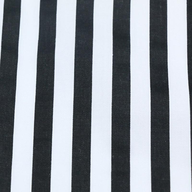 160CM * 50CM tela de algodón azul gris rojo caqui negro 1 cm tela de rayas para DIY ropa de cama remiendo de ropa decoraciones textiles para el hogar: BLACK stripe