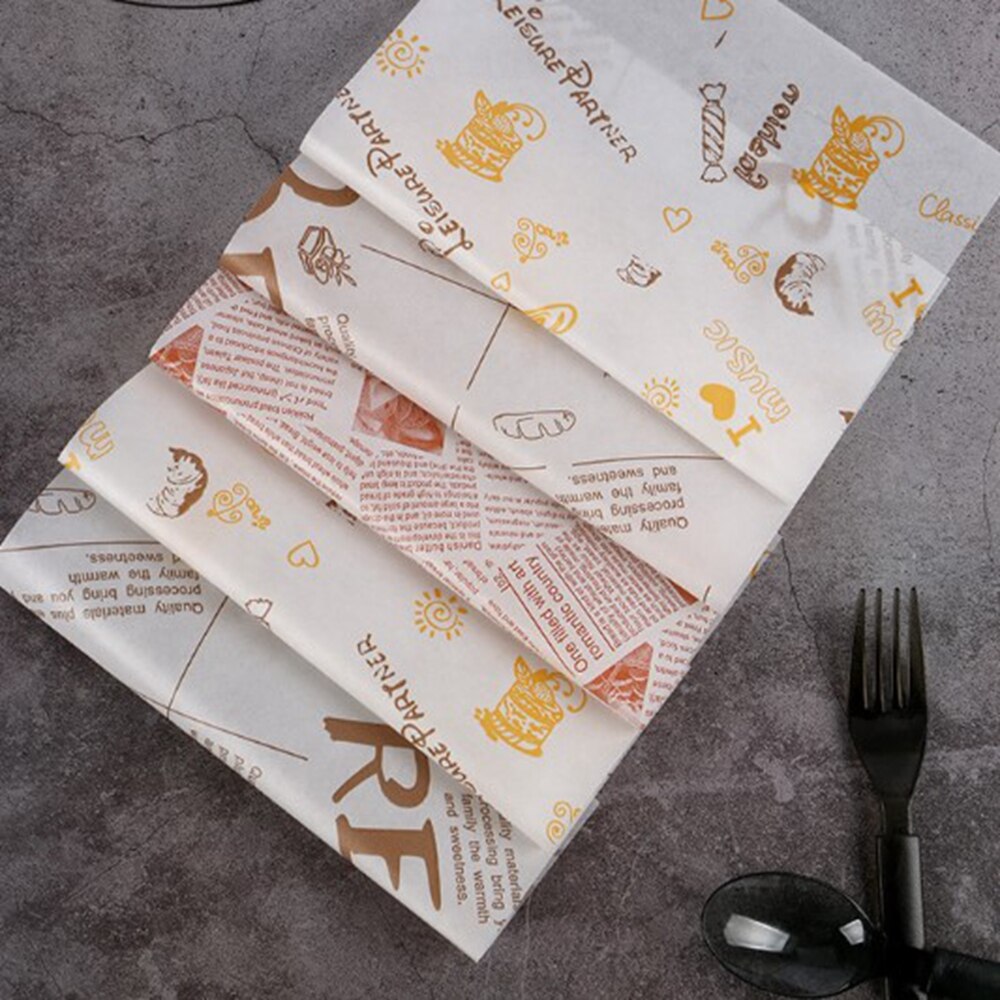 18 * 18cm bento kageæske papir burger kage oliefast papir tallerken papir indpakning bageolie absorberende papir køkken stegepap