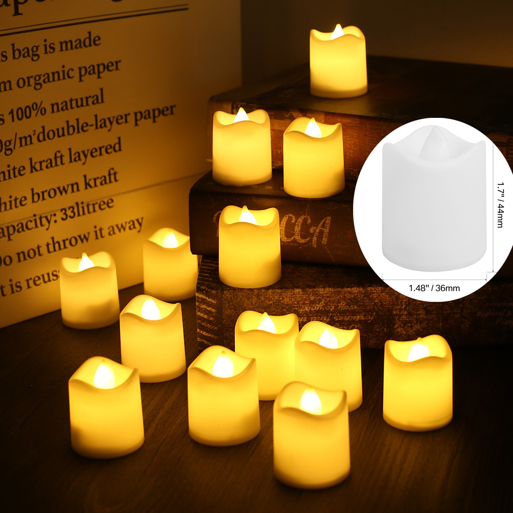 Led-ljus 24/12- pack flamlösa flimrande värmeljus varmvita ljus för fest bröllop födelsedag jul heminredning: Varm vit / Ljusgrön