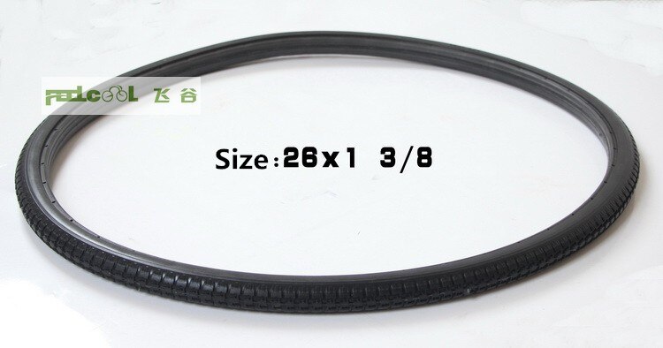 Black 26*1 3/8 Solid Fixed Gear Road Bike Tire Bicycle Cycling Tubeless Tyre: Default Title