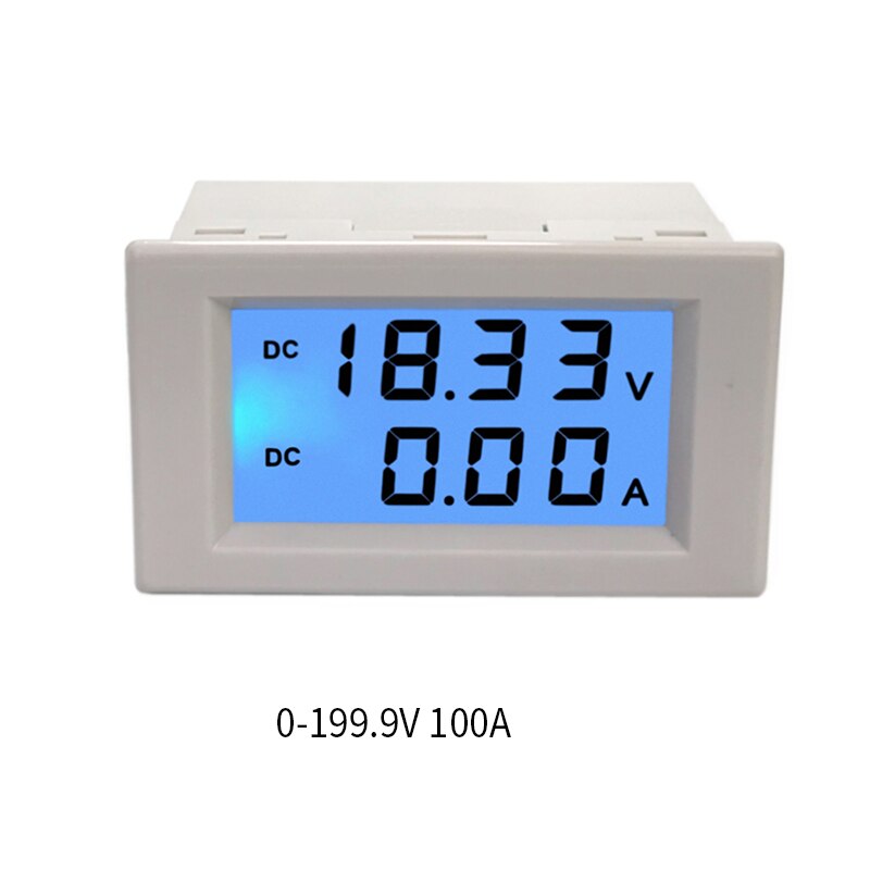 1pcs White multi-standard dual LCD display DC voltage and ammeter voltmeter ammeter range DC 0-600V 0-200A blue backlight: 0-199.9V 100A