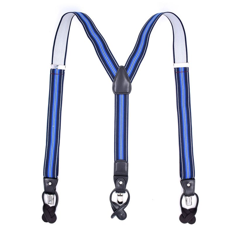 Yienws Mens Suspenders Button End Tuxedo Striped Elastic Suspenders Male Strap 3 Clip Pants Braces Suspensorio 3.5*120cm YiA122