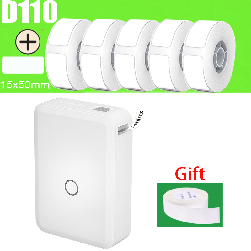 D110 Label Printer Label Maker Draadloze Label Printer Tape Inbegrepen Meerdere Sjablonen Beschikbaar Voor Telefoon Office Home: D110 with 5 Label