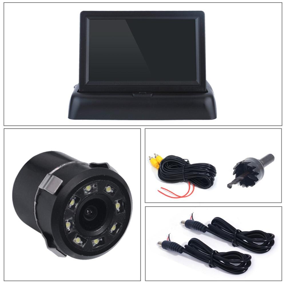 GSPSCN Nacht Vison Rückansicht infrarot Sicherung-Kamera Mit 4,3 "Farbe LCD Auto Video Faltbare Monitor Bausatz Auto Parkplatz unterstützung: Monitor K185 LED