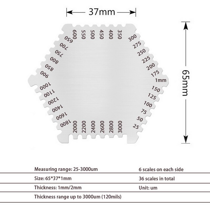 Peigne à Film humide 25-3000um jauge d'épaisseur en acier inoxydable jauge de Film humide de précision jauge d'épaisseur feuille peigne à Film humide
