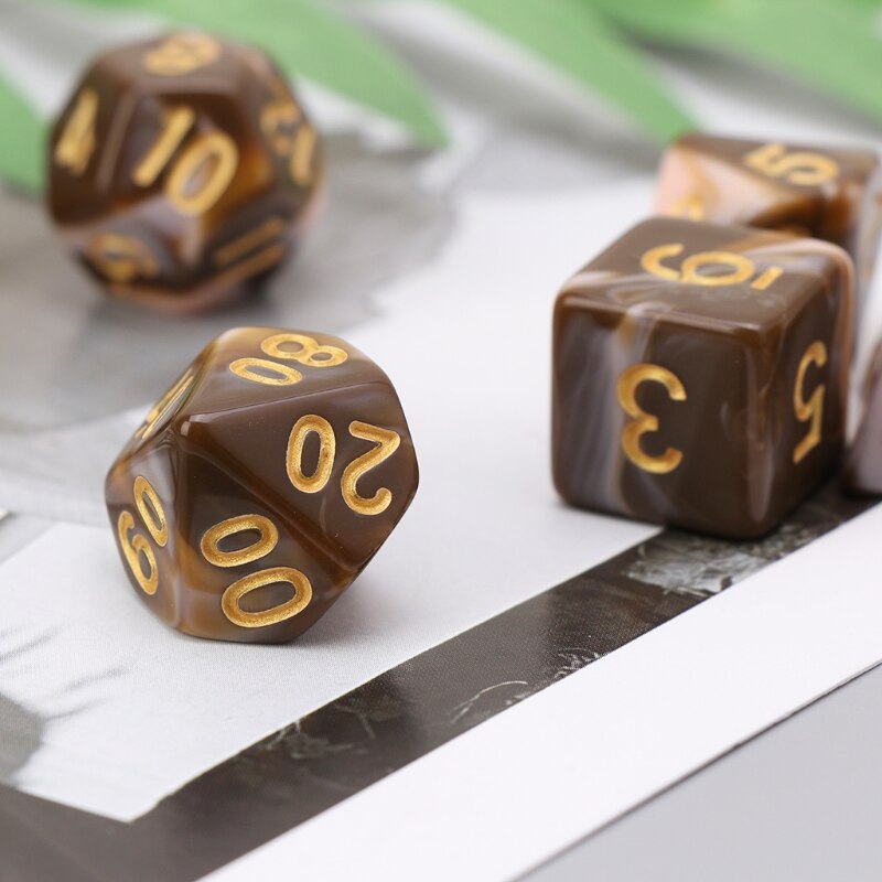 7pcs/set Coffee Milk White color Sided Dice with easy to roll
