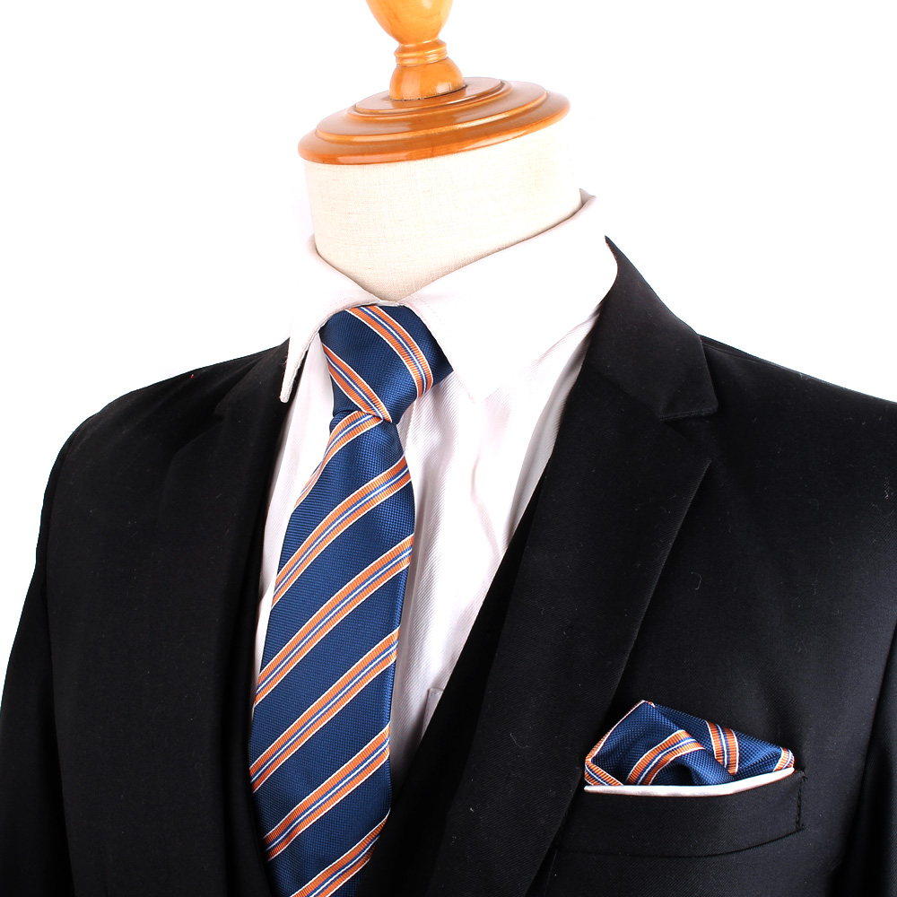Skinny Tie For Men Women Blue Striped Neck Tie For Party Business Casual Stripe Neckties Classic Suit Adult Slim Neck Ties