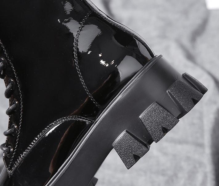 Martin boots med snörning dam stövlar med rund tå för kvinnor stövlar bekväma gummiskor dam vardagsstövlar höst pu