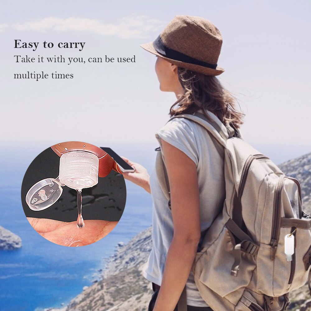 50ml Refillable Bottles Hand Sanitizer Containers Travel Bottles Alcohol Containers (Transparent Bottles Random Hook)