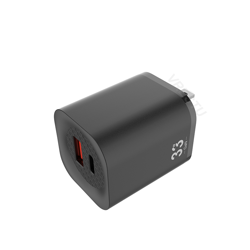 Usb  pd30w gan-oplader, snellader qc  pd 3.0 afc scp-voedingsadapter voor iphone, samsung, pps, tablet, draagbare wandlader met 2 poorten: Wij zwart
