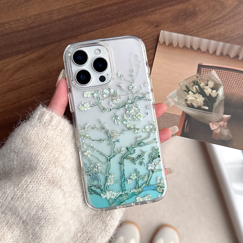 Funda de teléfono de flor de albaricoque a la para iPhone 16 15 Pro 11 13 14 Pro Max, Fundas de silicona a prueba de golpes con flores bonitas, Funda para mujer