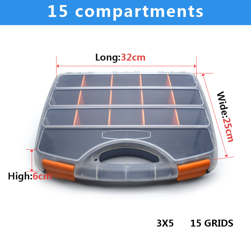 Tool Box Organizers And Storage Plastic Container Compartment Adjustable Detachable Chest Case For Tool Hardware Fastaner Screw: Red