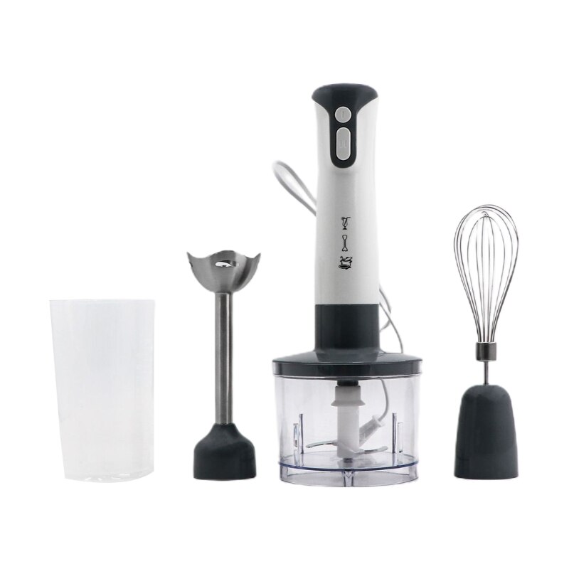 Hand Blender Mixer 600W Handheld Blender w/ 1 Handheld Blender 1 Chopping Bowl 1 Blending Beaker 1 Whisk EU Plug