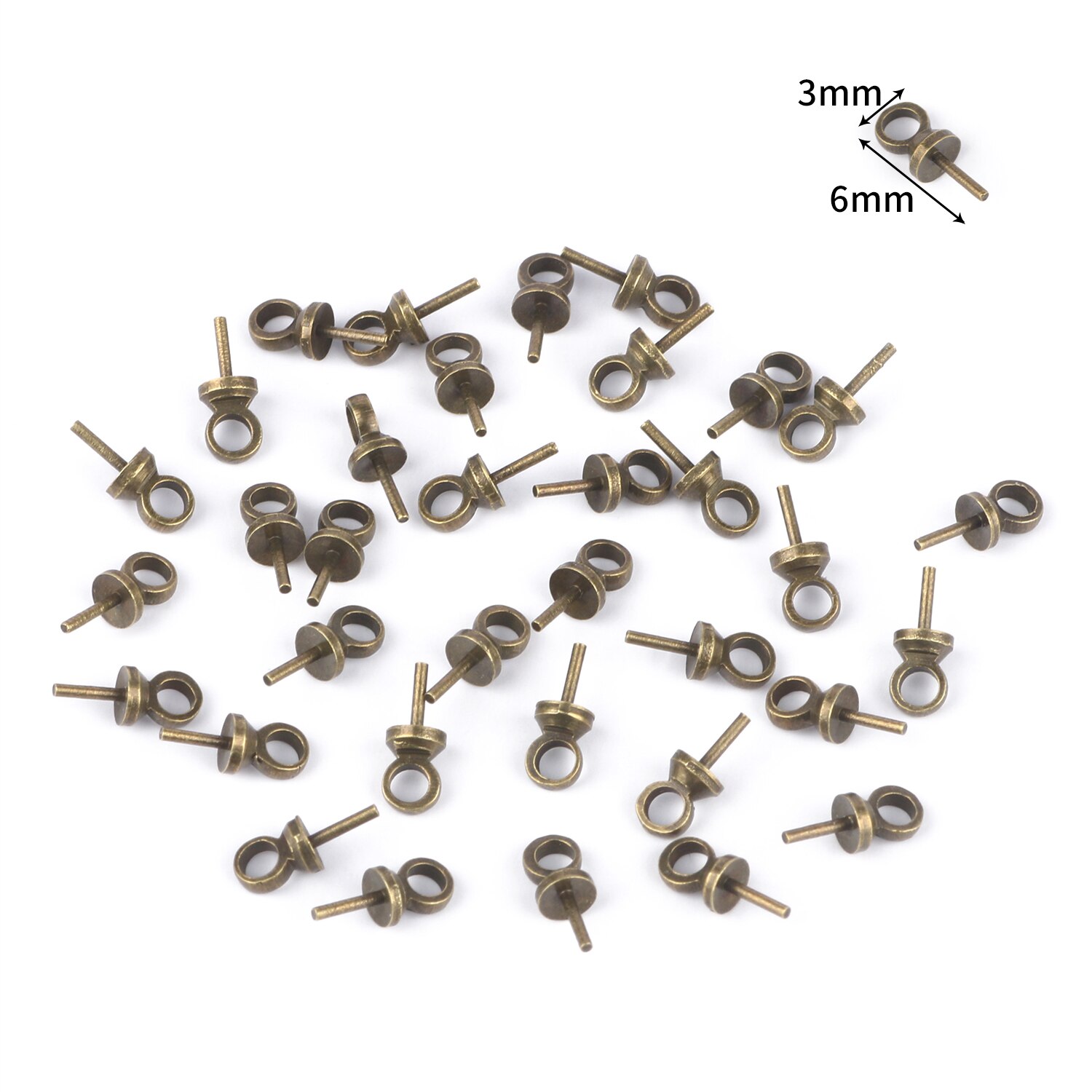 100/200pcs 6*3mm Copper Eye Pin Bail Pearl Charm Connector Bail For Pendants Supplies Diy Jewelry Findings Making Accessories