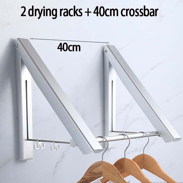Porte-linge mural en aluminium, support de séchage rétractable pour vêtements, gain de place à l'intérieur et à l'extérieur, corde à linge pour la maison: 2 drying racks-40-S