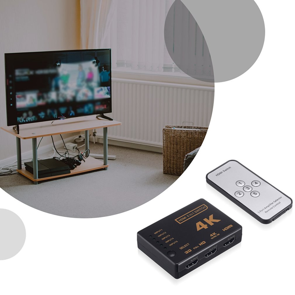 1 Set 5 Poort Uhd 3D 4K 1080P Hdmi Splitter Schakelaar Selector Switcher Hub Ir Afstandsbediening Hdtv Hub infrarood Afstandsbediening