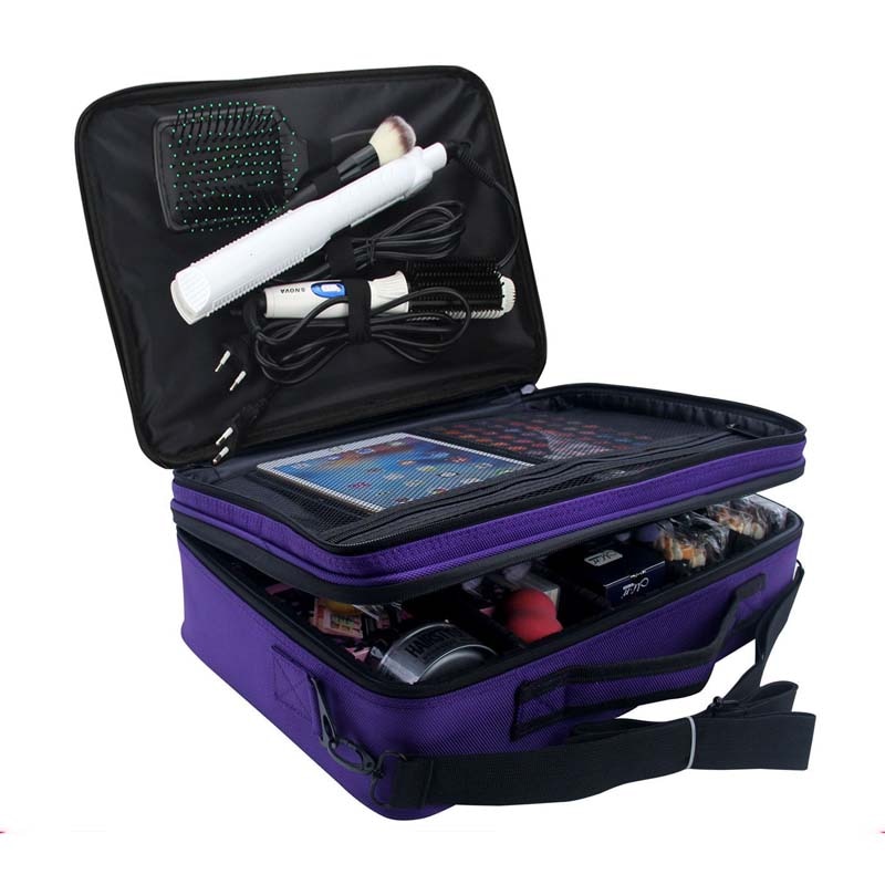 Travel Makeup Train Cosmetic Case Makeup Organizer Portable Artist Storage Bag With Adjustable Dividers for Cosmetics Brushes