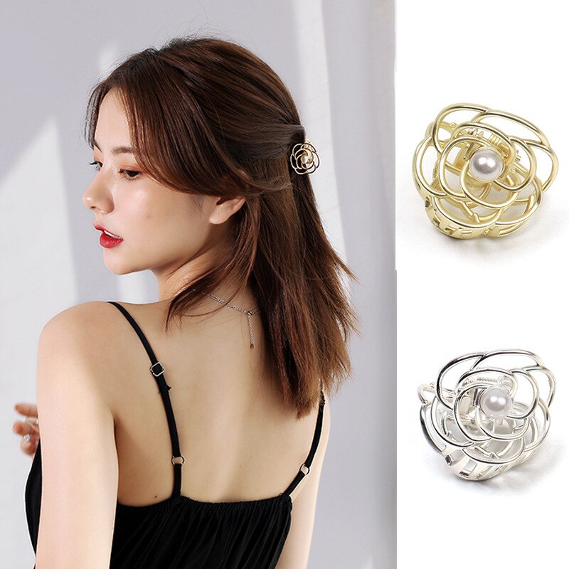 M MISM-épingle à cheveux crabe en alliage Rose | Pince à cheveux en perles or pour femmes filles, style coréen, accessoires pour cheveux