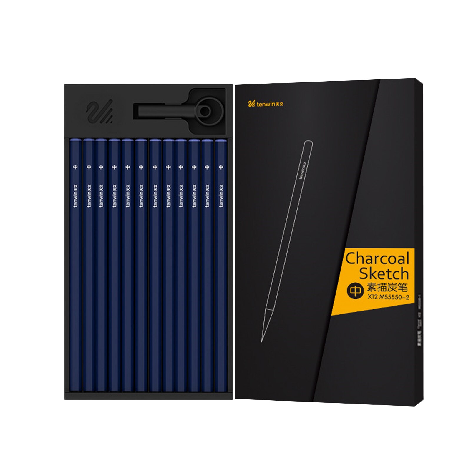 tenwin 12pcs Charcoal Pencils Set Sketching Pencils Soft Charcoal Pencils for Drawing Sketching Shading for Artists: Medium Charcoal