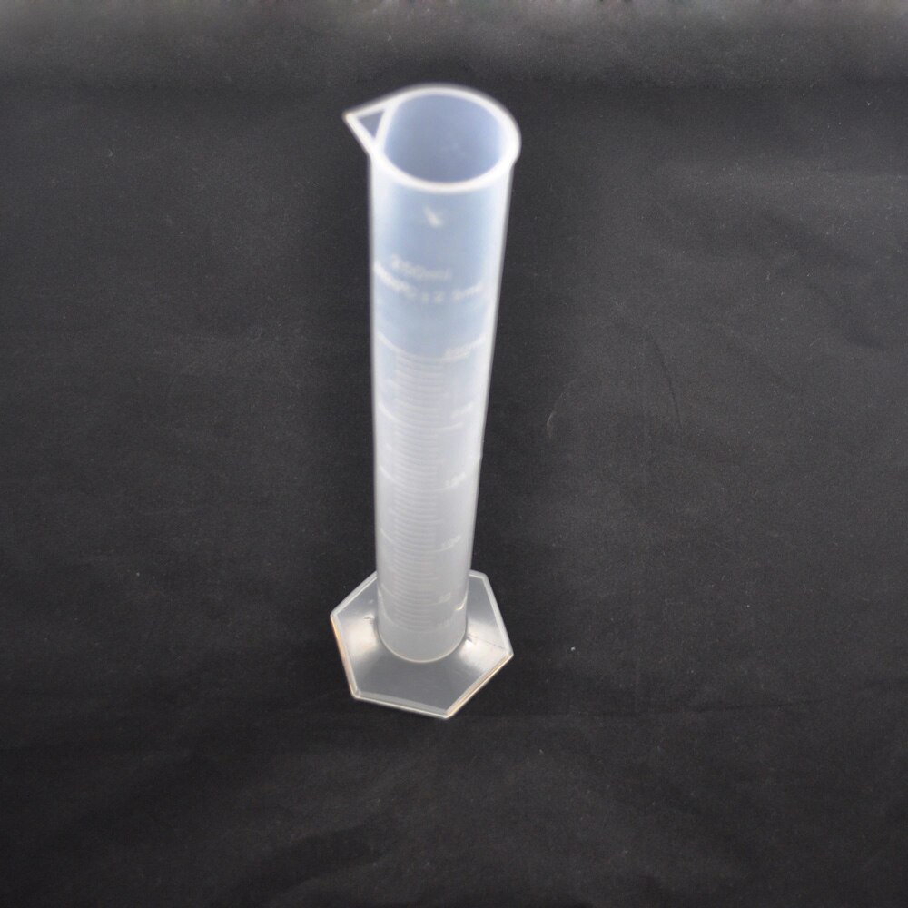 SOSW-250mL Duidelijke Witte Plastic Vloeibare Meting Afgestudeerd Cilinder Voor Lab Set