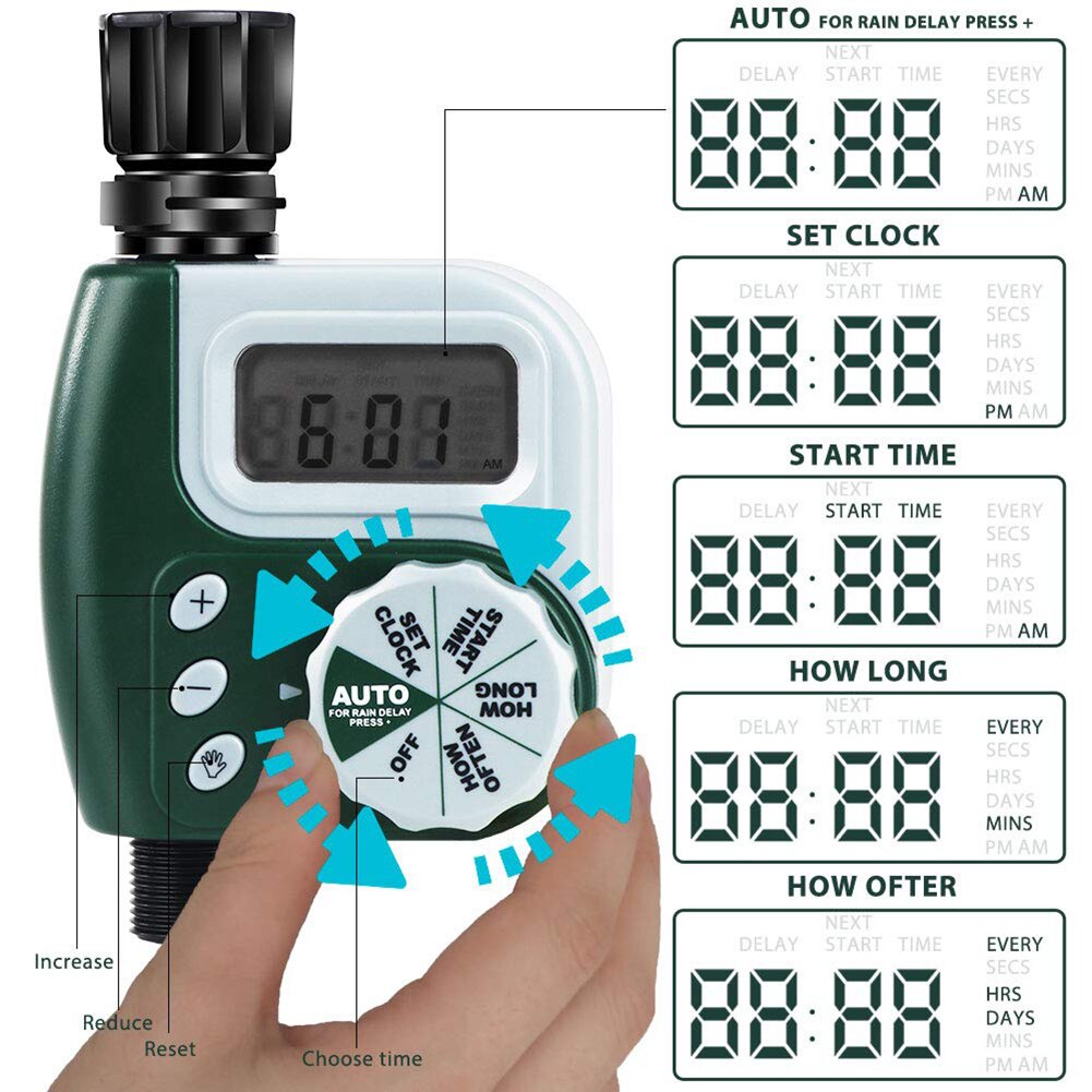 Vatten kontroll timer automatisk smart bevattning controller lcd display kontroll timer vattensystem jordbruksverktyg